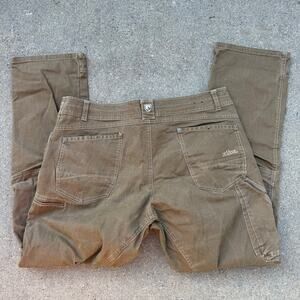 KUHL Tan The Law Pants Double Knee Canvas Patina Dye Outdoor Work Heavy 40x34
